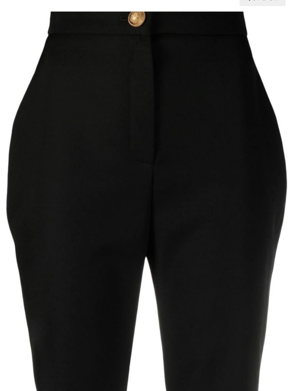 Balmain Black Tailored High-Waist Shorts with Gold Button